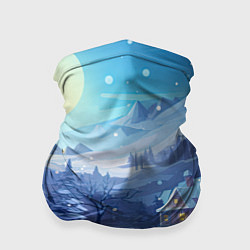 Бандана-труба Зимняя новогодняя деревня, цвет: 3D-принт
