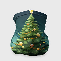 Бандана-труба Новогодняя зеленая елка, цвет: 3D-принт