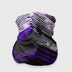 Бандана-труба Киберпанк линии белые и фиолетовые, цвет: 3D-принт