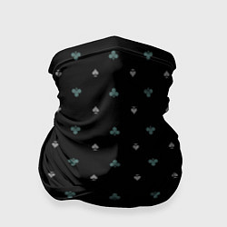 Бандана-труба Карточные масти на чёрном фоне, цвет: 3D-принт