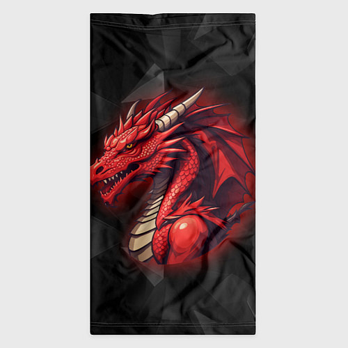 Бандана Красный дракон на полигональном черном фоне / 3D-принт – фото 3