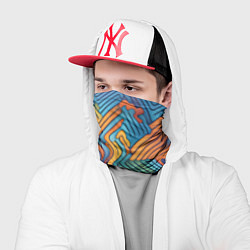 Бандана-труба Волнистые линии жёлтые и голубые, цвет: 3D-принт — фото 2