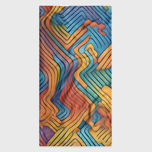 Бандана Волнистые линии жёлтые и голубые / 3D-принт – фото 3