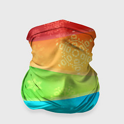 Бандана-труба Абстрактный разноцветный волнистый фон со снежинка, цвет: 3D-принт