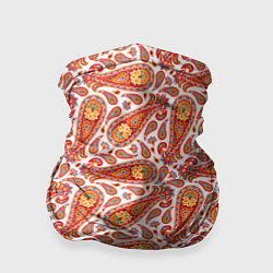 Бандана-труба Индейский орнамент красно желтые огурцы, цвет: 3D-принт