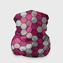 Бандана-труба Камуфляж гексагон розовый, цвет: 3D-принт