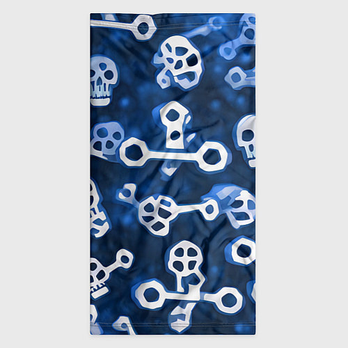 Бандана Белые черепки и кости на синем / 3D-принт – фото 3