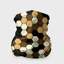 Бандана-труба Камуфляж гексагон коричневый, цвет: 3D-принт