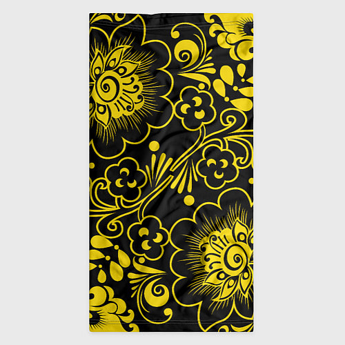 Бандана Хохломская роспись золотые цветы на чёроном фоне / 3D-принт – фото 3