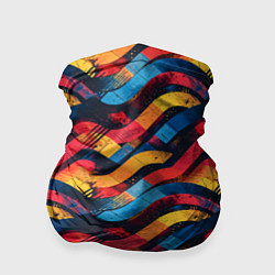 Бандана-труба Разноцветные полосы волны, цвет: 3D-принт