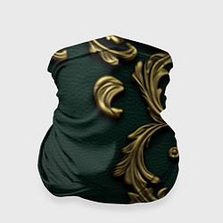 Бандана-труба Лепнина золотые узоры на зеленой ткани, цвет: 3D-принт