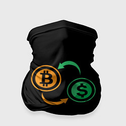 Бандана-труба Криптовалюта биткоин и доллар, цвет: 3D-принт