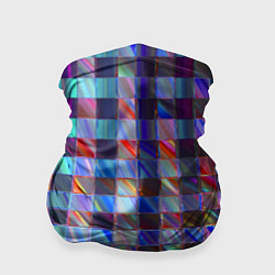 Бандана-труба Радужная клетка с полосами - эффект стекла, цвет: 3D-принт