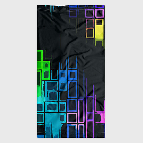 Бандана Разноцветные прямоугольники на чёрном фоне / 3D-принт – фото 3