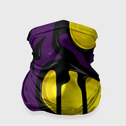 Бандана-труба Желтые яркие пятна краски на фиолетовом, цвет: 3D-принт