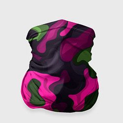 Бандана-труба Яркий неоновый камуфляж фиолетовый и зеленый, цвет: 3D-принт