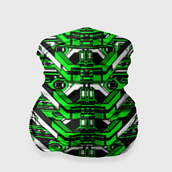 Бандана-труба Зелёно-белая техно броня, цвет: 3D-принт