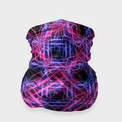 Бандана-труба Розово-фиолетовые светящиеся переплетения, цвет: 3D-принт