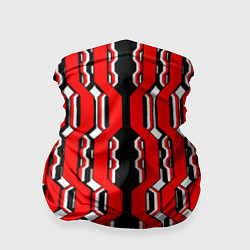 Бандана-труба Красные и белые техно линии, цвет: 3D-принт