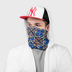 Бандана-труба Мозаичный цветочный узор на черном фоне, цвет: 3D-принт — фото 2