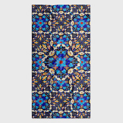 Бандана-труба Мозаичный цветочный узор на черном фоне, цвет: 3D-принт — фото 2