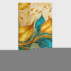 Бандана-труба Листья абстрактные золото и бирюза, цвет: 3D-принт — фото 2