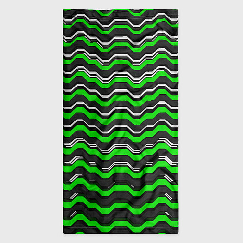 Бандана Белые и зелёные полосы на чёрном фоне / 3D-принт – фото 3