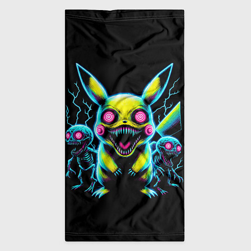 Бандана Pikachu and skeletons - neon glow ai art / 3D-принт – фото 3