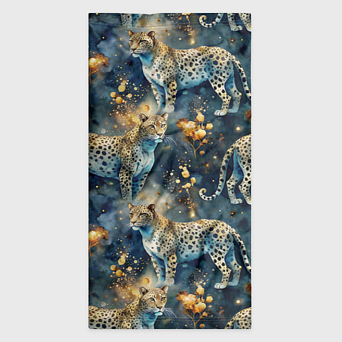 Бандана Леопард и золотые капли на синем фоне / 3D-принт – фото 3
