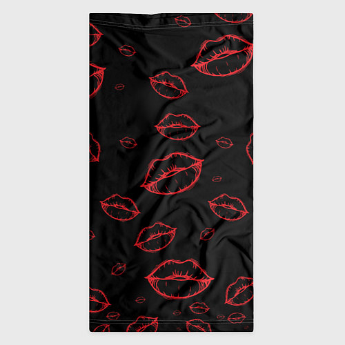 Бандана Паттерн красные губы на черном - lips red / 3D-принт – фото 3