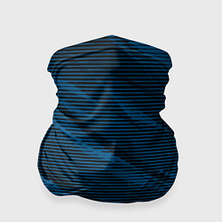 Бандана-труба Полосатый чёрно-синий, цвет: 3D-принт