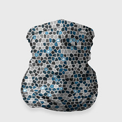 Бандана-труба Паттерн мозаика серый с голубым, цвет: 3D-принт
