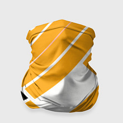 Бандана-труба Жёлтые широкие линии на белом фоне, цвет: 3D-принт