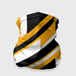 Бандана-труба Чёрно-белые полосы и фигуры на жёлтом фоне, цвет: 3D-принт