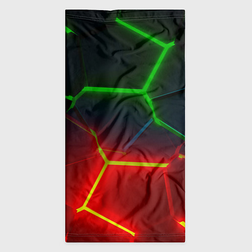 Бандана Зеленые и красные неоновые плиты в разломе / 3D-принт – фото 3