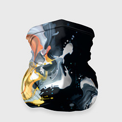Бандана-труба Белые и персиковые разводы на черном фоне, цвет: 3D-принт