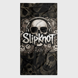 Бандана-труба Slipknot на фоне черепа в очках и наушниках, цвет: 3D-принт — фото 2