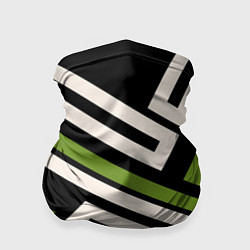 Бандана-труба Прямоугольники по диагонали-зеленый, черный, цвет: 3D-принт