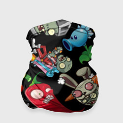 Бандана Растения против зомби персонажи на черном