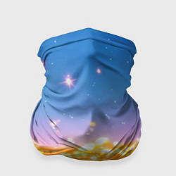 Бандана-труба Золотые шарики на голубом фоне, цвет: 3D-принт