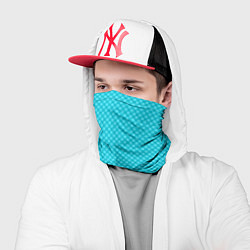 Бандана-труба Неоновый голубой паттерн мелкий квадратик, цвет: 3D-принт — фото 2