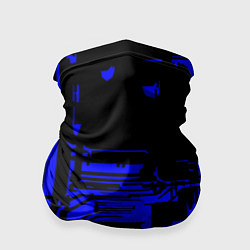 Бандана-труба Чёрный и синий ультрамарин абстракция, цвет: 3D-принт