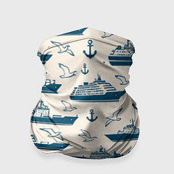 Бандана-труба Морской паттерн из чаек, якорей и кораблей, цвет: 3D-принт