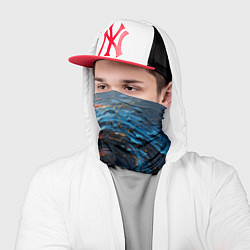 Бандана-труба Краска синяя и оранжевая в форме вихря, цвет: 3D-принт — фото 2