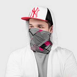 Бандана-труба Красно черная абстрактная геометрия пэчворк, цвет: 3D-принт — фото 2