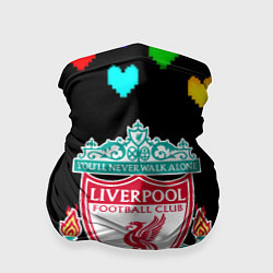 Бандана-труба Ливерпуль пиксельные сердца, цвет: 3D-принт