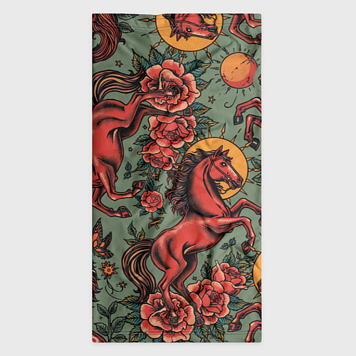 Бандана Красный конь и розы / 3D-принт – фото 3