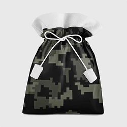 Мешок для подарков Камуфляж пиксельный: черный/серый, цвет: 3D-принт