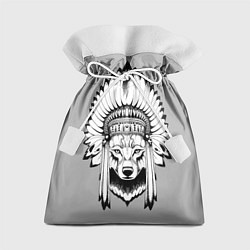 Мешок для подарков Волк-индеец, цвет: 3D-принт