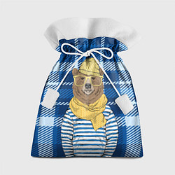 Мешок для подарков Медведь-хипстер, цвет: 3D-принт